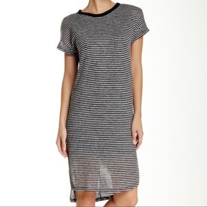 Nordstrom Lush Grey Striped Knit Midi-Dress w/slit